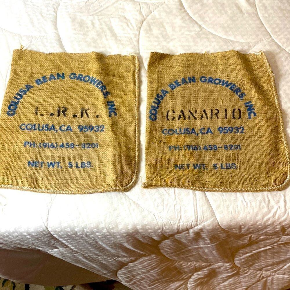 Burlap sacks (2) great for up cycle. Lot of 2. 10” x 12”